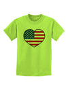 American Flag Heart Design Childrens T-Shirt by TooLoud-Childrens T-Shirt-TooLoud-Lime-Green-X-Small-Davson Sales