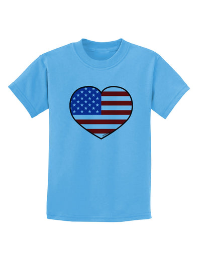 American Flag Heart Design Childrens T-Shirt by TooLoud-Childrens T-Shirt-TooLoud-Aquatic-Blue-X-Small-Davson Sales