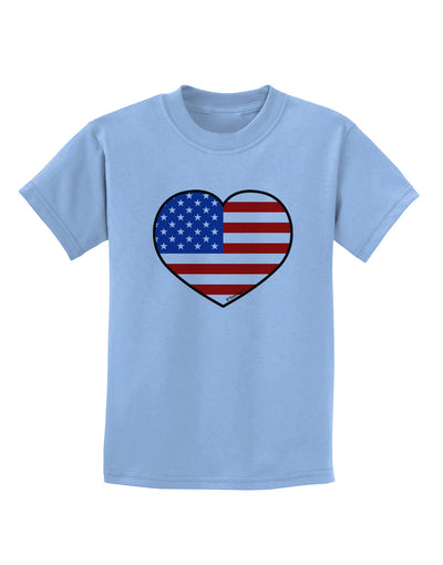 American Flag Heart Design Childrens T-Shirt by TooLoud-Childrens T-Shirt-TooLoud-Light-Blue-X-Small-Davson Sales