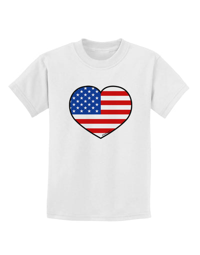 American Flag Heart Design Childrens T-Shirt by TooLoud-Childrens T-Shirt-TooLoud-White-X-Small-Davson Sales