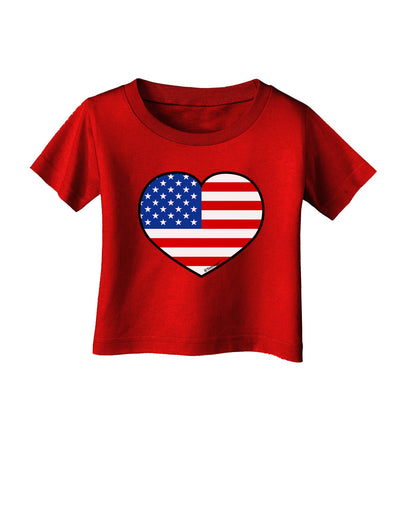 American Flag Heart Design Infant T-Shirt Dark by TooLoud-Infant T-Shirt-TooLoud-Red-06-Months-Davson Sales