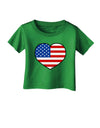 American Flag Heart Design Infant T-Shirt Dark by TooLoud-Infant T-Shirt-TooLoud-Clover-Green-06-Months-Davson Sales