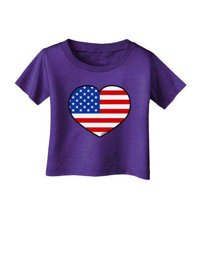 American Flag Heart Design Infant T-Shirt Dark by TooLoud-Infant T-Shirt-TooLoud-Purple-06-Months-Davson Sales