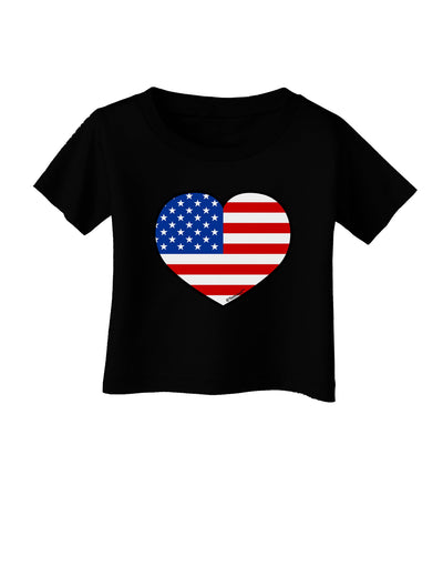 American Flag Heart Design Infant T-Shirt Dark by TooLoud-Infant T-Shirt-TooLoud-Black-06-Months-Davson Sales