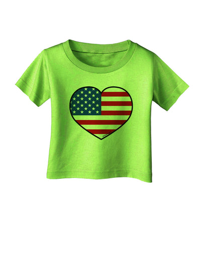 American Flag Heart Design Infant T-Shirt by TooLoud-Infant T-Shirt-TooLoud-Lime-Green-06-Months-Davson Sales