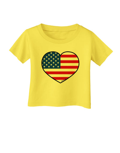 American Flag Heart Design Infant T-Shirt by TooLoud-Infant T-Shirt-TooLoud-Yellow-06-Months-Davson Sales