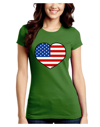 American Flag Heart Design Juniors Crew Dark T-Shirt by TooLoud-T-Shirts Juniors Tops-TooLoud-Kiwi-Green-Juniors Fitted X-Small-Davson Sales