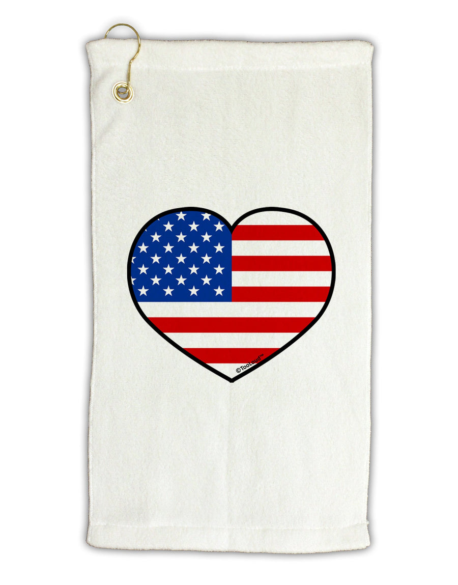 American Flag Heart Design Micro Terry Gromet Golf Towel 16 x 25 inch by TooLoud-Golf Towel-TooLoud-White-Davson Sales