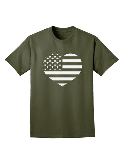 American Flag Heart Design - Stamp Style Adult Dark T-Shirt by TooLoud-Mens T-Shirt-TooLoud-Military-Green-Small-Davson Sales