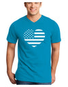 American Flag Heart Design - Stamp Style Adult Dark V-Neck T-Shirt by TooLoud-Mens V-Neck T-Shirt-TooLoud-Turquoise-Small-Davson Sales