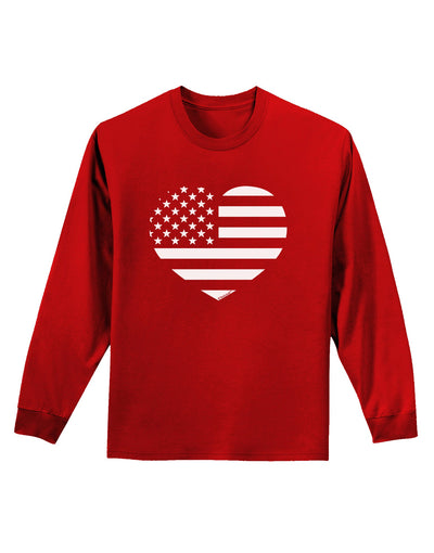 American Flag Heart Design - Stamp Style Adult Long Sleeve Dark T-Shirt by TooLoud-TooLoud-Red-Small-Davson Sales