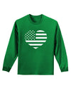 American Flag Heart Design - Stamp Style Adult Long Sleeve Dark T-Shirt by TooLoud-TooLoud-Kelly-Green-Small-Davson Sales