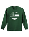 American Flag Heart Design - Stamp Style Adult Long Sleeve Dark T-Shirt by TooLoud-TooLoud-Dark-Green-Small-Davson Sales