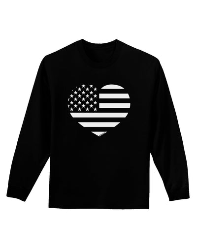 American Flag Heart Design - Stamp Style Adult Long Sleeve Dark T-Shirt by TooLoud-TooLoud-Black-Small-Davson Sales