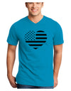 American Flag Heart Design - Stamp Style Adult V-Neck T-shirt by TooLoud-Mens V-Neck T-Shirt-TooLoud-Turquoise-Small-Davson Sales