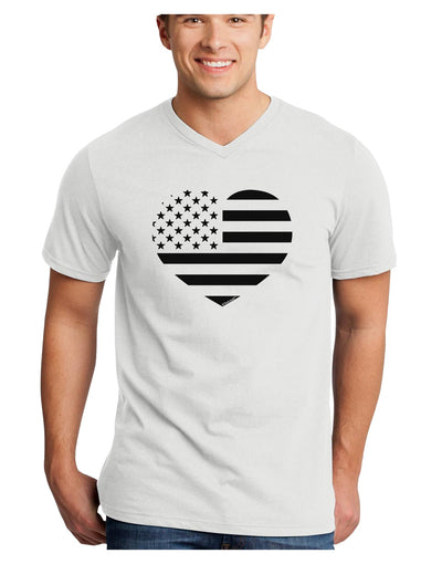 American Flag Heart Design - Stamp Style Adult V-Neck T-shirt by TooLoud-Mens V-Neck T-Shirt-TooLoud-White-Small-Davson Sales