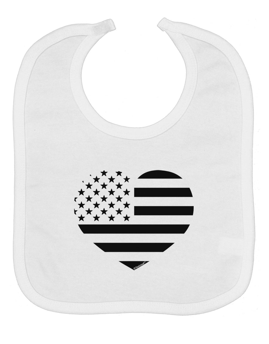 American Flag Heart Design - Stamp Style Baby Bib by TooLoud