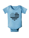 American Flag Heart Design - Stamp Style Baby Romper Bodysuit by TooLoud-Baby Romper-TooLoud-Light-Blue-06-Months-Davson Sales