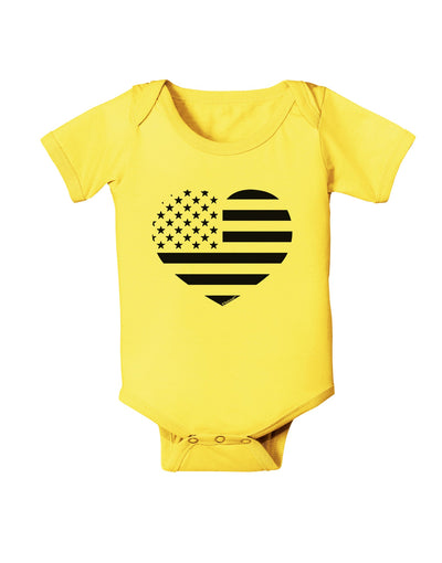 American Flag Heart Design - Stamp Style Baby Romper Bodysuit by TooLoud-Baby Romper-TooLoud-Yellow-06-Months-Davson Sales