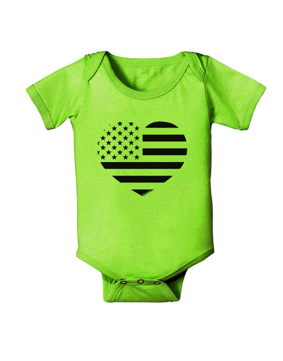 American Flag Heart Design - Stamp Style Baby Romper Bodysuit by TooLoud-Baby Romper-TooLoud-Lime-Green-06-Months-Davson Sales