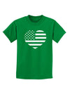 American Flag Heart Design - Stamp Style Childrens Dark T-Shirt by TooLoud-Childrens T-Shirt-TooLoud-Kelly-Green-X-Small-Davson Sales