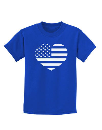 American Flag Heart Design - Stamp Style Childrens Dark T-Shirt by TooLoud-Childrens T-Shirt-TooLoud-Royal-Blue-X-Small-Davson Sales