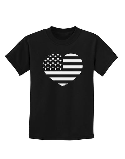 American Flag Heart Design - Stamp Style Childrens Dark T-Shirt by TooLoud-Childrens T-Shirt-TooLoud-Black-X-Small-Davson Sales