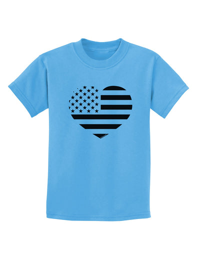 American Flag Heart Design - Stamp Style Childrens T-Shirt by TooLoud-Childrens T-Shirt-TooLoud-Aquatic-Blue-X-Small-Davson Sales
