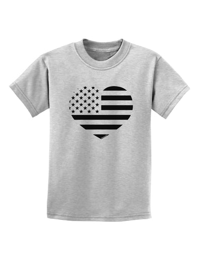 American Flag Heart Design - Stamp Style Childrens T-Shirt by TooLoud-Childrens T-Shirt-TooLoud-AshGray-X-Small-Davson Sales
