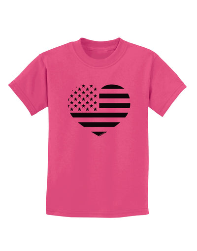 American Flag Heart Design - Stamp Style Childrens T-Shirt by TooLoud-Childrens T-Shirt-TooLoud-Sangria-X-Small-Davson Sales