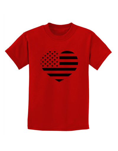 American Flag Heart Design - Stamp Style Childrens T-Shirt by TooLoud-Childrens T-Shirt-TooLoud-Red-X-Small-Davson Sales