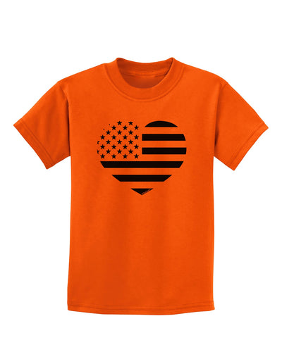 American Flag Heart Design - Stamp Style Childrens T-Shirt by TooLoud-Childrens T-Shirt-TooLoud-Orange-X-Small-Davson Sales