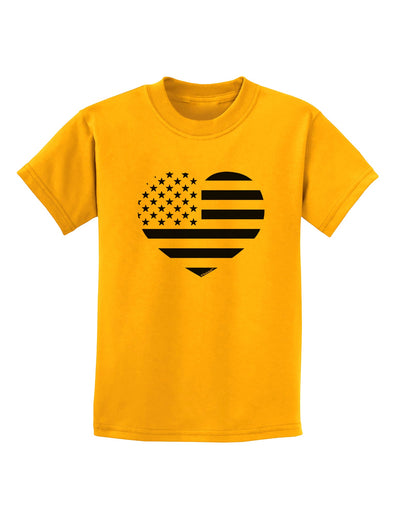 American Flag Heart Design - Stamp Style Childrens T-Shirt by TooLoud-Childrens T-Shirt-TooLoud-Gold-X-Small-Davson Sales