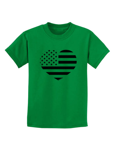 American Flag Heart Design - Stamp Style Childrens T-Shirt by TooLoud-Childrens T-Shirt-TooLoud-Kelly-Green-X-Small-Davson Sales