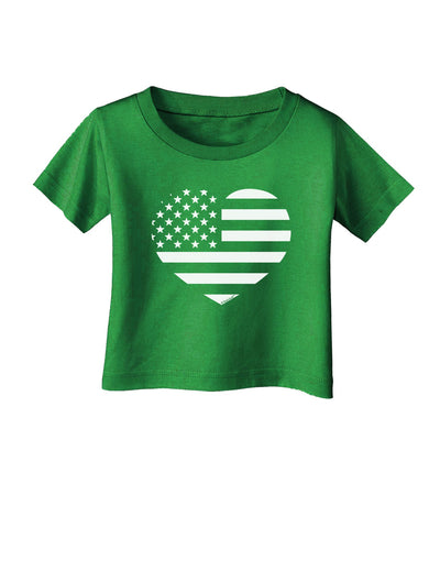 American Flag Heart Design - Stamp Style Infant T-Shirt Dark by TooLoud-Infant T-Shirt-TooLoud-Clover-Green-06-Months-Davson Sales