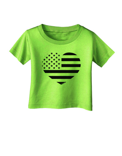 American Flag Heart Design - Stamp Style Infant T-Shirt by TooLoud-Infant T-Shirt-TooLoud-Lime-Green-06-Months-Davson Sales