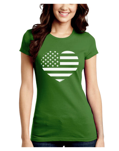 American Flag Heart Design - Stamp Style Juniors Crew Dark T-Shirt by TooLoud-T-Shirts Juniors Tops-TooLoud-Kiwi-Green-Juniors Fitted X-Small-Davson Sales