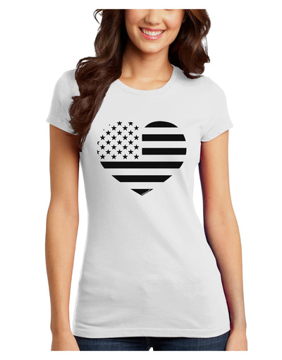 American Flag Heart Design - Stamp Style Juniors T-Shirt by TooLoud-Womens Juniors T-Shirt-TooLoud-White-Juniors Fitted X-Small-Davson Sales