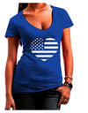 American Flag Heart Design - Stamp Style Juniors V-Neck Dark T-Shirt by TooLoud-Womens V-Neck T-Shirts-TooLoud-Royal-Blue-Juniors Fitted Small-Davson Sales