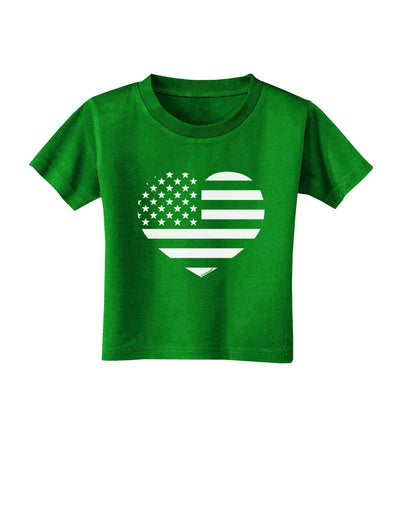 American Flag Heart Design - Stamp Style Toddler T-Shirt Dark by TooLoud-Toddler T-Shirt-TooLoud-Clover-Green-2T-Davson Sales