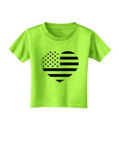 American Flag Heart Design - Stamp Style Toddler T-Shirt by TooLoud-Toddler T-Shirt-TooLoud-Lime-Green-2T-Davson Sales