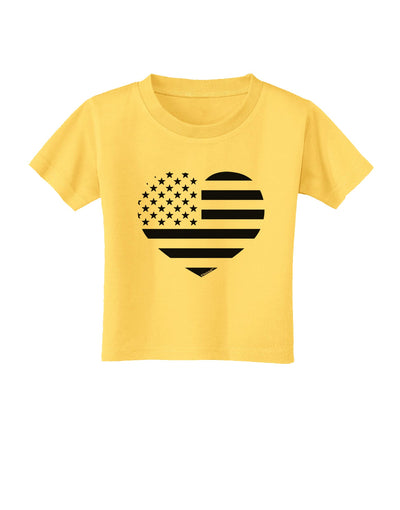 American Flag Heart Design - Stamp Style Toddler T-Shirt by TooLoud-Toddler T-Shirt-TooLoud-Yellow-2T-Davson Sales