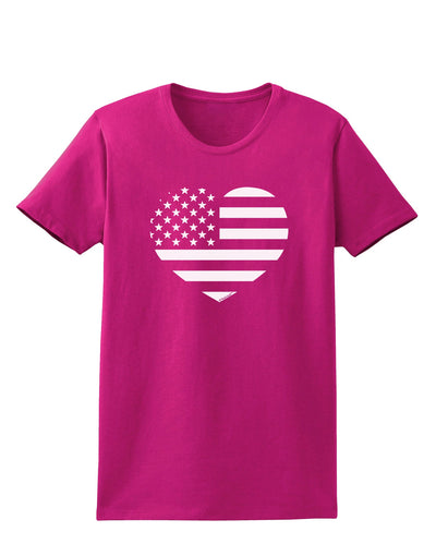 American Flag Heart Design - Stamp Style Womens Dark T-Shirt by TooLoud-Womens T-Shirt-TooLoud-Hot-Pink-Small-Davson Sales