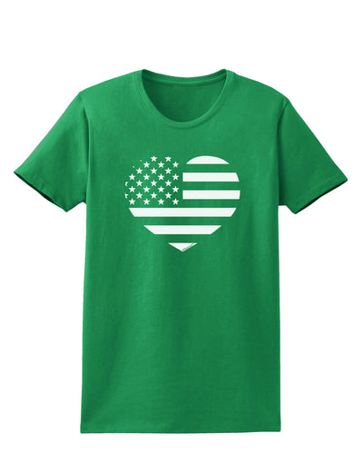 American Flag Heart Design - Stamp Style Womens Dark T-Shirt by TooLoud-Womens T-Shirt-TooLoud-Kelly-Green-X-Small-Davson Sales