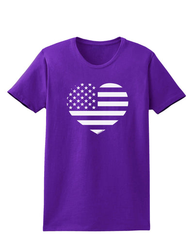 American Flag Heart Design - Stamp Style Womens Dark T-Shirt by TooLoud-Womens T-Shirt-TooLoud-Purple-X-Small-Davson Sales