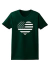 American Flag Heart Design - Stamp Style Womens Dark T-Shirt by TooLoud-Womens T-Shirt-TooLoud-Forest-Green-Small-Davson Sales