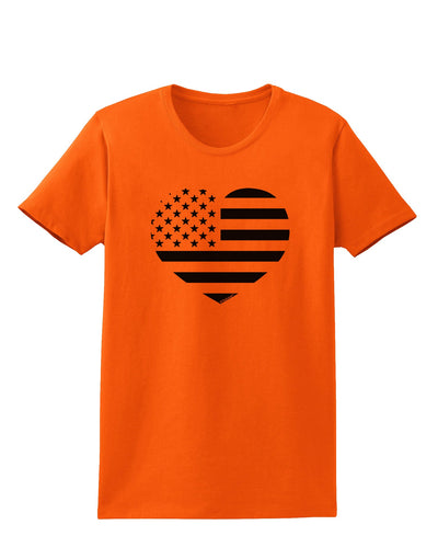 American Flag Heart Design - Stamp Style Womens T-Shirt by TooLoud-Womens T-Shirt-TooLoud-Orange-X-Small-Davson Sales