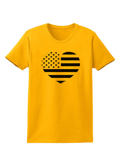 American Flag Heart Design - Stamp Style Womens T-Shirt by TooLoud-Womens T-Shirt-TooLoud-Gold-X-Small-Davson Sales