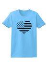 American Flag Heart Design - Stamp Style Womens T-Shirt by TooLoud-Womens T-Shirt-TooLoud-Aquatic-Blue-X-Small-Davson Sales