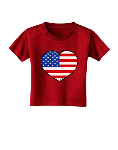 American Flag Heart Design Toddler T-Shirt Dark by TooLoud-Toddler T-Shirt-TooLoud-Red-2T-Davson Sales